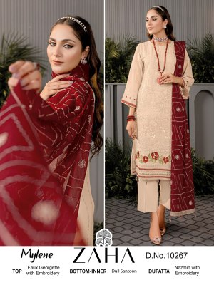 Zaha by Mylene vol 1 georgette with heavy embroidered unstitched suit catalogue pakistani suit catalogs