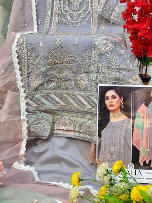 Zaha by Salma vol 1 design no 10283 ABCD organza with embroidered Pakistani suit catalogue pakistani suit catalogs