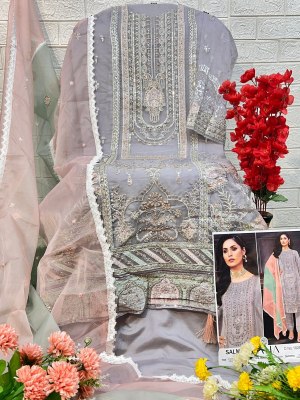 Zaha by Salma vol 1 design no 10283 ABCD organza with embroidered Pakistani suit catalogue pakistani suit catalogs