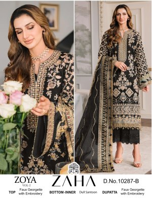 Zaha by Zoya vol 2 D No 10287 ABCD heavy georgette embroidered Pakistani suit catalogue at affordable rate Zaha Pakistani suits 