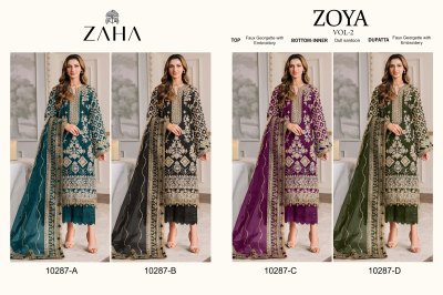 Zaha by Zoya vol 2 D No 10287 ABCD heavy georgette embroidered Pakistani suit catalogue at affordable rate salwar kameez catalogs