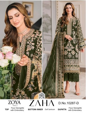 Zaha by Zoya vol 2 D No 10287 ABCD heavy georgette embroidered Pakistani suit catalogue at affordable rate salwar kameez catalogs