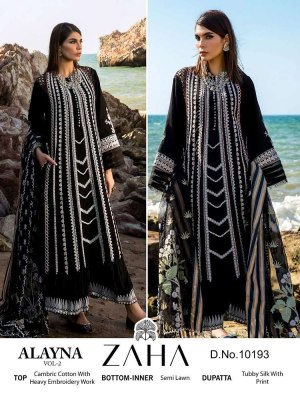 Zaha new alayna vol 2 design no 10192.10193.10194.10195 pure cotton embroidery work Pakistani suits catalogue wholesale  pakistani suit catalogs