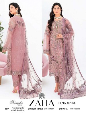 Zaha new ramsha vol 11 design no 10164 10165 10166 fox georgette embordered Pakistani suits wholesale   pakistani suit catalogs