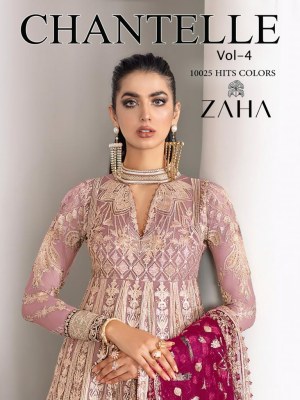 Zaha present Chantelle vol 4 exclusive net with embroidered pakistani suit catalogue at wholesale price Zaha Pakistani suits 