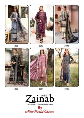 Zainab vol 1 by Missworld Choice Exclusive Karachi printed unstitched suit collection dress material catalogs