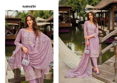 Zaira by Zaveri Heavy Chiffon Embroidered kurti pant and dupatta catalogue at affordable rate readymade suit catalogs