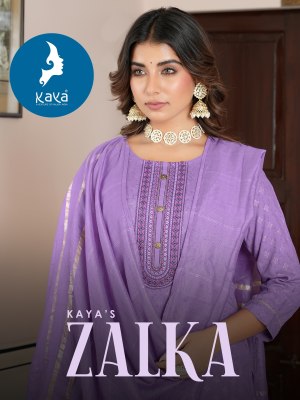 Zalka by kaya reyon printed designer kurti pant and dupatta catalogue Kaya kurti