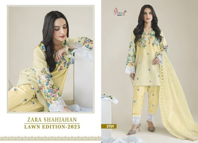 Zara Shahjahan 25 by Shree fab Pure cotton embroidered  printed short kurti with pant and dupatta in amavi expo salwar kameez catalogs