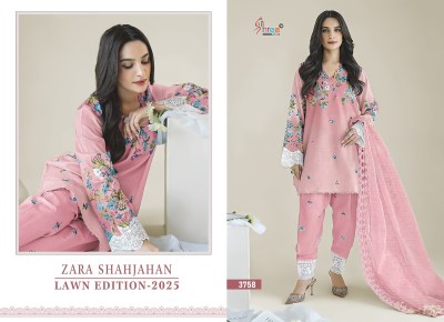 Zara Shahjahan 25 by Shree fab Pure cotton embroidered  printed short kurti with pant and dupatta in amavi expo salwar kameez catalogs