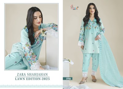 Zara Shahjahan 25 by Shree fab Pure cotton embroidered  printed short kurti with pant and dupatta in amavi expo salwar kameez catalogs