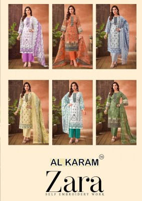 Zara vol 2 by AL Karam Pure Lawn Cotton Printed With GPO Less With Self Embroidery Work suit collection readymade suit catalogs