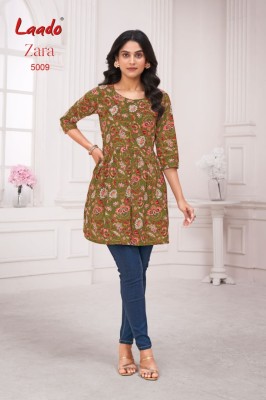 Zara vol 5 by Jay Hanuman Fancy Printed Cotton Readymade fancy Tunic Collection kurtis catalogs