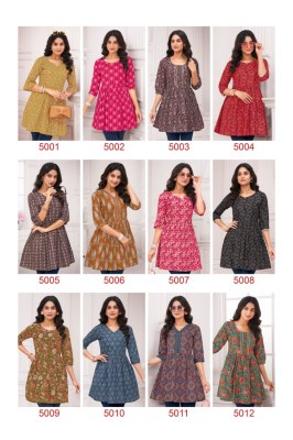 Zara vol 5 by Jay Hanuman Fancy Printed Cotton Readymade fancy Tunic Collection kurtis catalogs