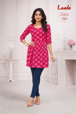 Zara vol 5 by Jay Hanuman Fancy Printed Cotton Readymade fancy Tunic Collection kurtis catalogs