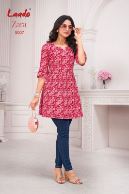 Zara vol 5 by Jay Hanuman Fancy Printed Cotton Readymade fancy Tunic Collection kurtis catalogs