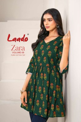 Zara vol 6 by Laado Fancy Flair pure cotton printed short top catalogue at low price wholesale catalogs