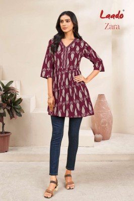 Zara vol 6 by Laado Fancy Flair pure cotton printed short top catalogue at low price western wear catalogs