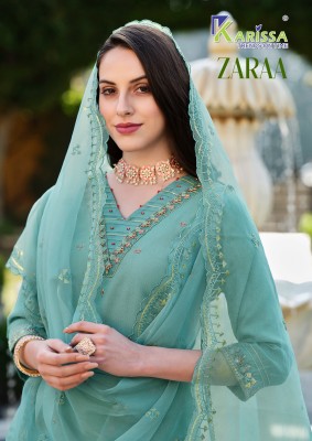 Zaraa by Karissa premium pure fancy dori thread work readymade suit catalogue at wholesale price Karissa 