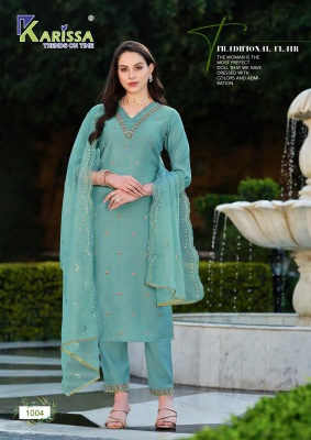 Zaraa by Karissa premium pure fancy dori thread work readymade suit catalogue at wholesale price readymade suit catalogs