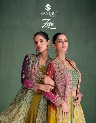 Zari by Sayuri Designer Premium Georgette Embroidered Designer Indowestern Suit in Amaviexpo Womens