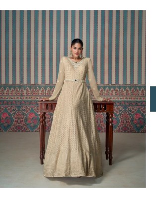 Zarina by Sayuri designer real georgette embroidered long flared gown catalogue at affordable rate  gown catalogs