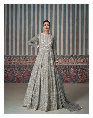 Zarina by Sayuri designer real georgette embroidered long flared gown catalogue at affordable rate  gown catalogs