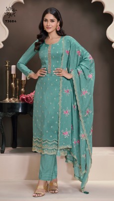 Zarkan by Vinay Embroidered Moonga silk unstitched dress material collection with low price salwar kameez catalogs