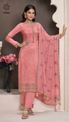 Zarkan by Vinay Embroidered Moonga silk unstitched dress material collection with low price salwar kameez catalogs