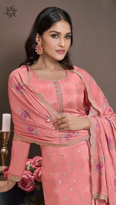 Zarkan by Vinay Embroidered Moonga silk unstitched dress material collection with low price salwar kameez catalogs