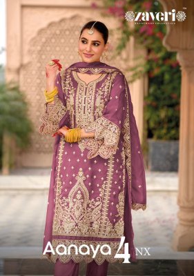 Zaveri Anaya 4 Designer Ensemble Embroidered Organza Top  Heavy Silk Bottom And Embroidered Organza Dupatta Wholesale Zaveri  women beauty 