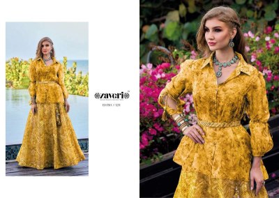 Zaveri Elvish Heavy Organza Readymade top with Skirt collection  kurtis catalogs