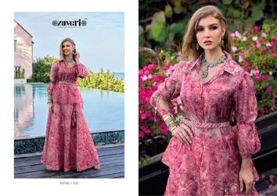 Zaveri Elvish Heavy Organza Readymade top with Skirt collection  kurtis catalogs