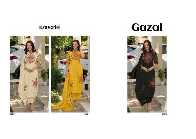 Zaveri Gazal Roman Silk Readymade Embroidery Work Suits Catalogue wholesaler   kurtis catalogs