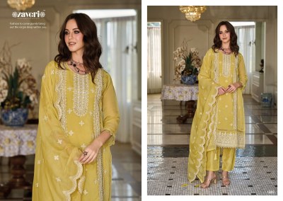 Zaveri by Aahira organza fancy embroidered work kurti pant and dupatta catalogue at low rate readymade suit catalogs