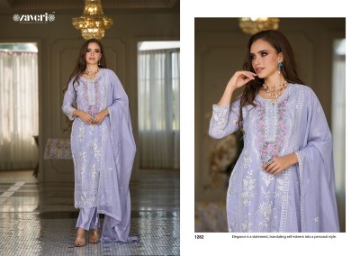 Zaveri by Aahira organza fancy embroidered work kurti pant and dupatta catalogue at low rate readymade suit catalogs