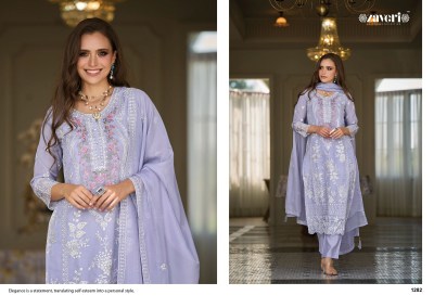 Zaveri by Aahira organza fancy embroidered work kurti pant and dupatta catalogue at low rate readymade suit catalogs