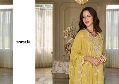 Zaveri by Aahira organza fancy embroidered work kurti pant and dupatta catalogue at low rate readymade suit catalogs