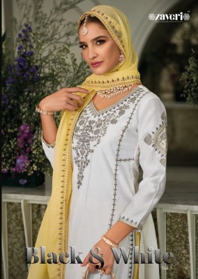 Zaveri by Black white 3 heavy silk with embroidered  readymade Pakistani suit catalogue at wholesale price