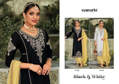 Zaveri by Black white 3 heavy silk with embroidered  readymade Pakistani suit catalogue at wholesale price readymade suit catalogs