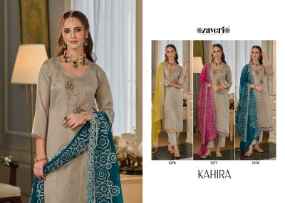 Zaveri by Kahira soft organza with embroidered readymade suit catalogue at wholesale price readymade suit catalogs