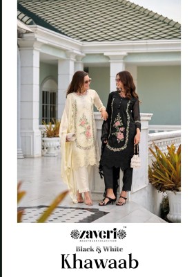 Zaveri by Khawaab heavy organza embroidered kurti pant and dupatta catalogue  Zaveri  women beauty 