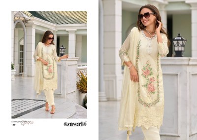 Zaveri by Khawaab heavy organza embroidered kurti pant and dupatta catalogue  readymade suit catalogs