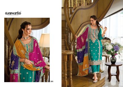 Zaveri by Twisha heavy chinon embroidered designer readymade suit catalogue at affordable rate readymade suit catalogs