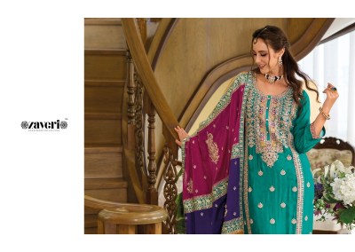 Zaveri by Twisha heavy chinon embroidered designer readymade suit catalogue at affordable rate readymade suit catalogs