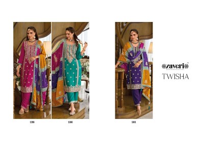 Zaveri by Twisha heavy chinon embroidered designer readymade suit catalogue at affordable rate readymade suit catalogs