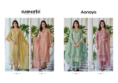 Zaveri by anaya soft organza emboidery work designer suit catalog atg wholesale price readymade suit catalogs