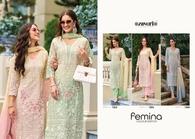 Zaveri by femina lunch soft organza with embroidery work kurti pant and dupatta kurtis catalogs