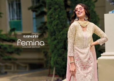 Zaveri by femina lunch soft organza with embroidery work kurti pant and dupatta kurtis catalogs