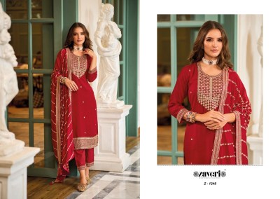 Zaveri by keya premium silk embroidery kurti pant with heavy fancy dupatta at wholsale rate  kurtis catalogs